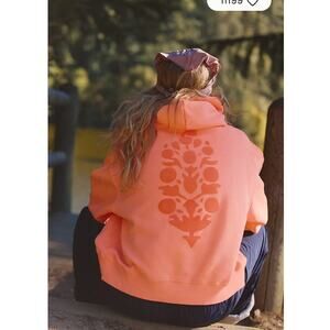 Free People A Cut Above Flocked Buti Logo Hoodie Small NEW